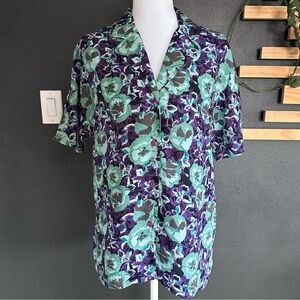 Vintage White Label Pendleton Country Sophisticates Floral Blouse Rayon Size 6